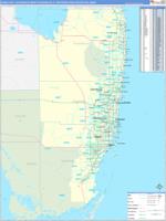 Miami Fort Lauderdale West Palm Beach Metro Area Wall Map